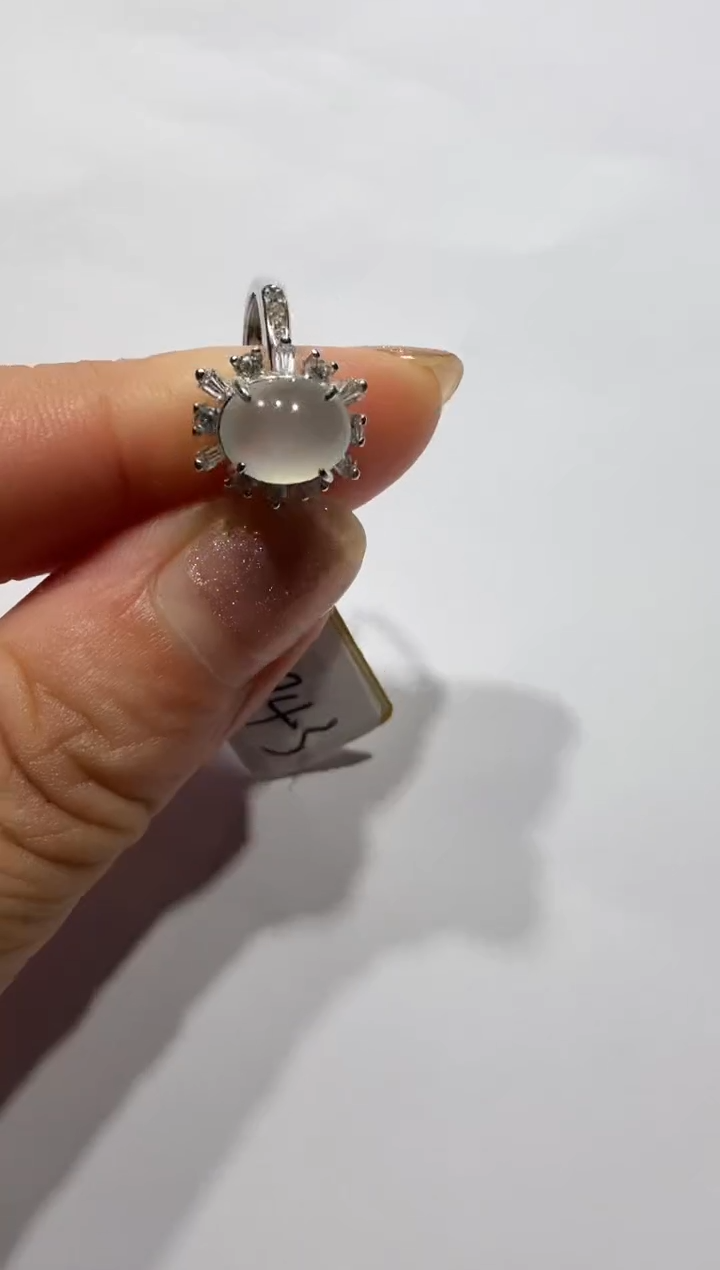 银S925镶嵌戒指翡翠通体925银镶缅甸A货翡翠戒指