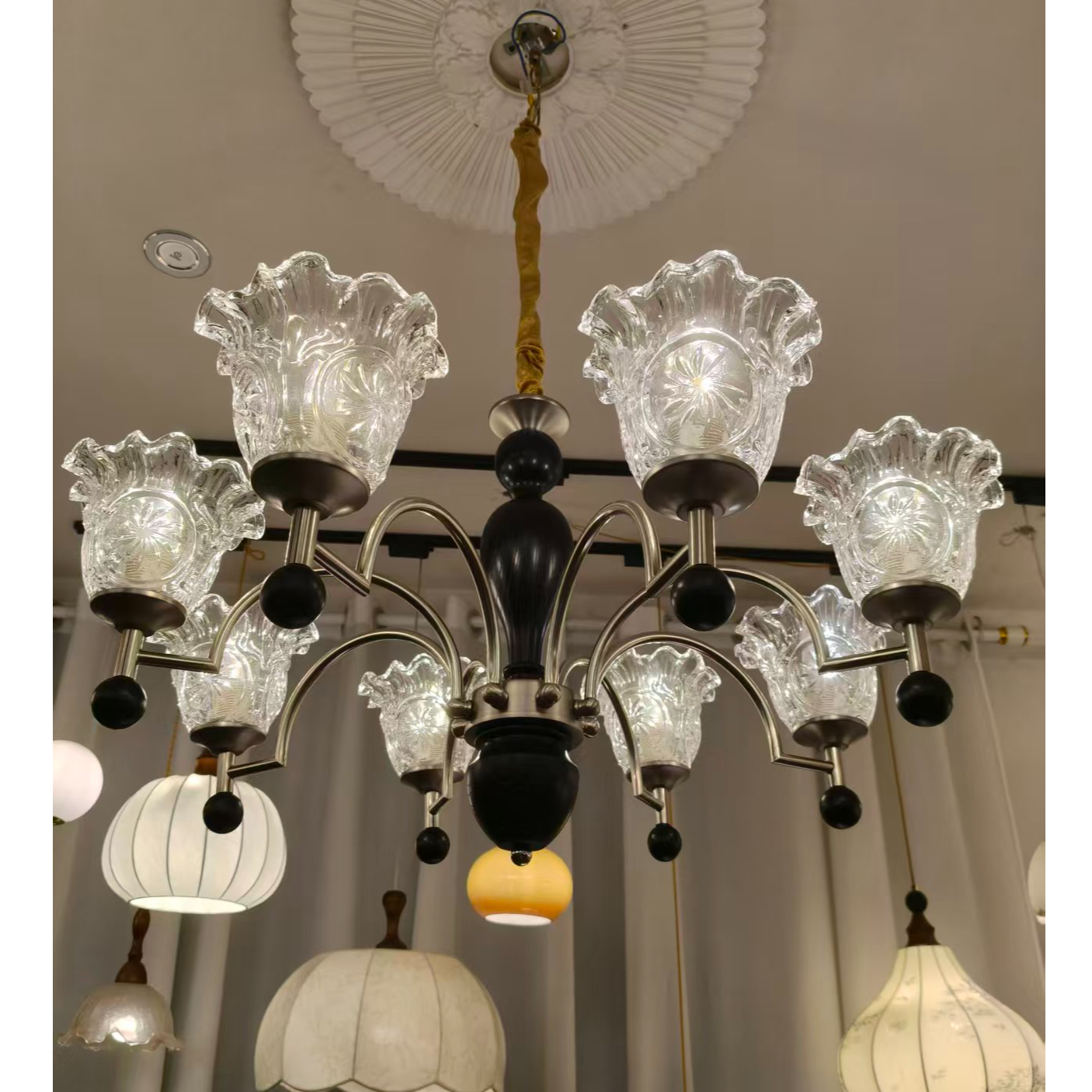 实木中古风2025新款客厅吊灯VIP链接