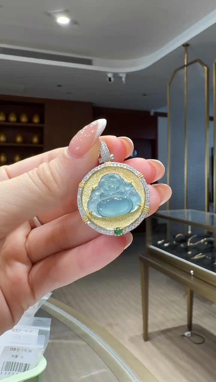 吊坠(不含链)银S925镶嵌翡翠吊坠2