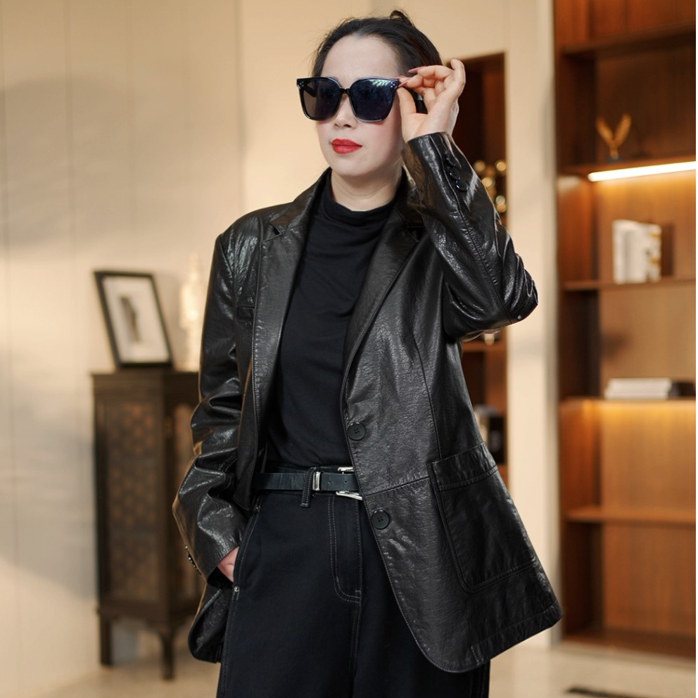 【头层牛皮】西装海宁皮衣真皮夹克头层牛皮时尚皮衣男款新款