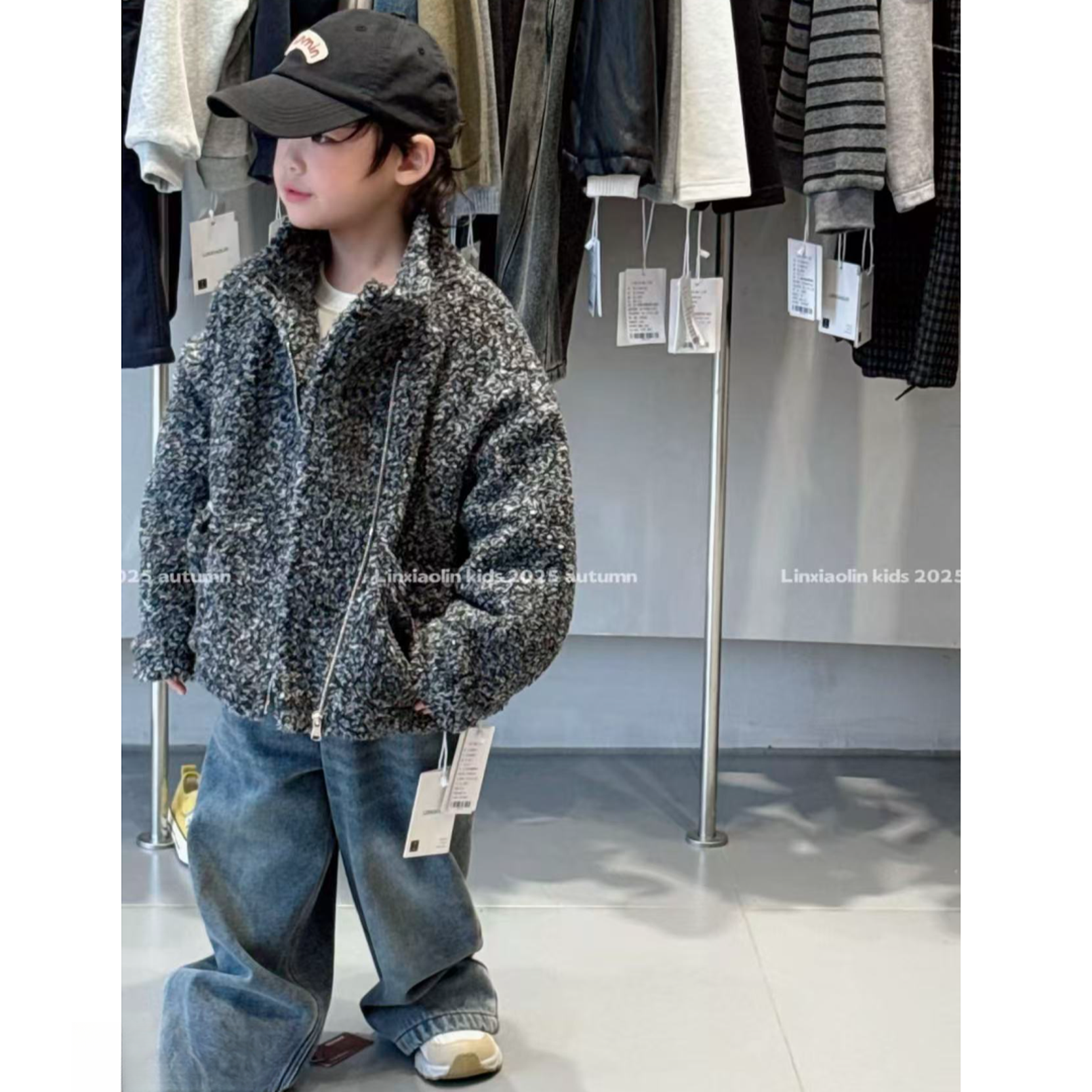 K626儿童时尚保暖呢子外套毛毛衣