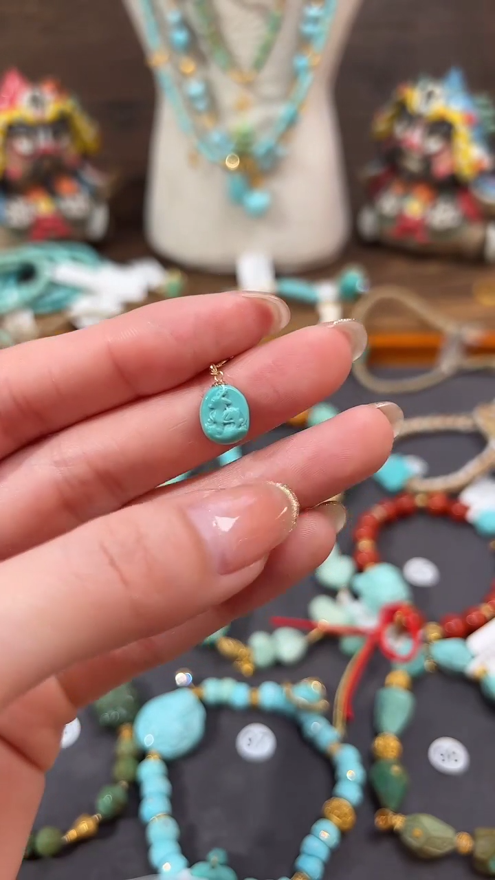 【闪购商品】绿松石提溜18K金镶嵌绿松石提溜