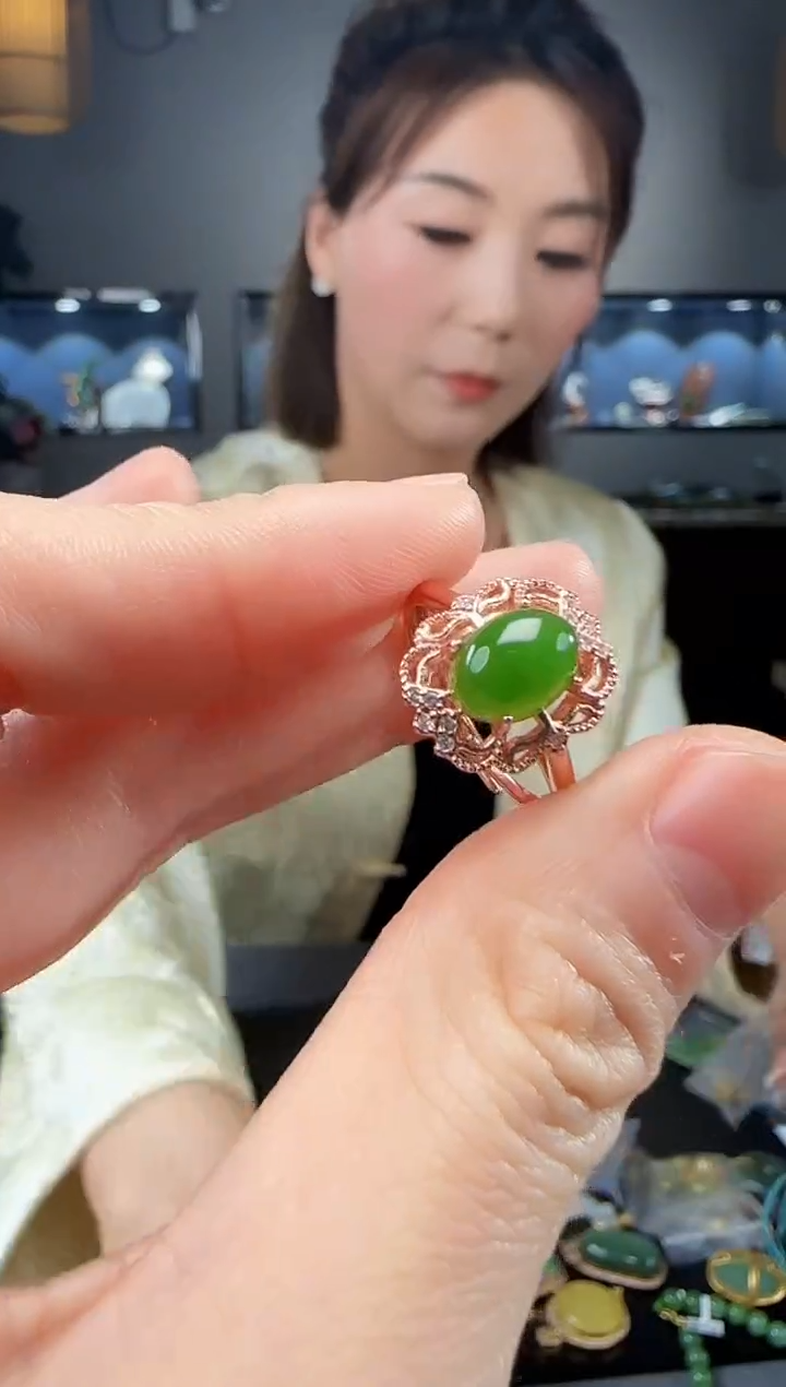 【闪购商品】和田玉戒指银S925镶嵌1