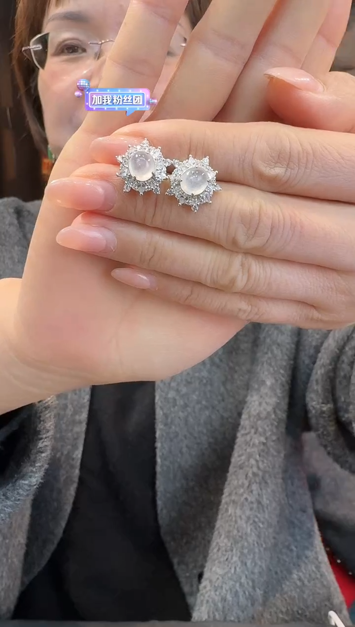 【闪购商品】翡翠耳饰银S925镶嵌耳饰