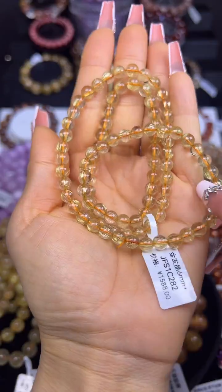 未镶嵌手串水晶金发晶三圈6.2mm