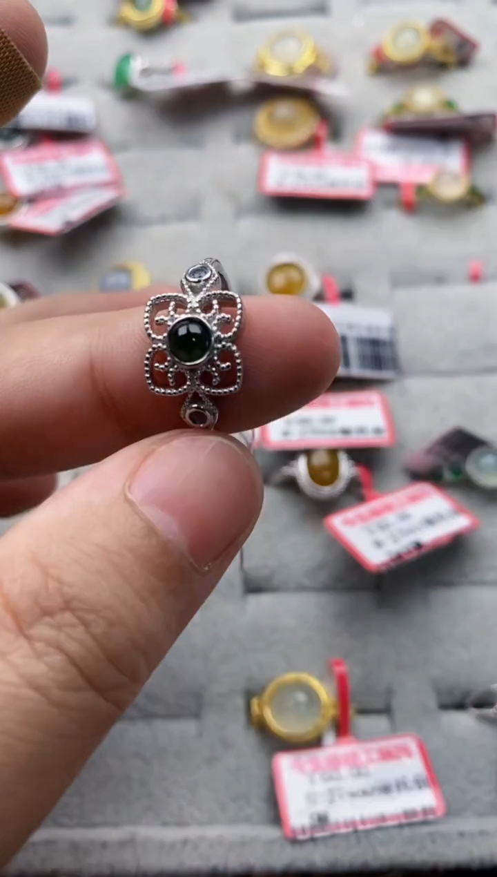 【闪购商品】翡翠戒指银S925镶嵌333333---6