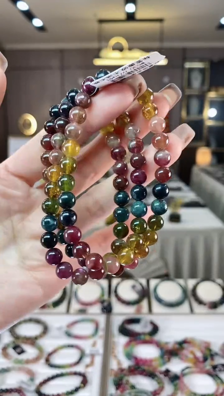 【闪购商品】碧玺三圈手串7mm+未镶嵌一物一证dan