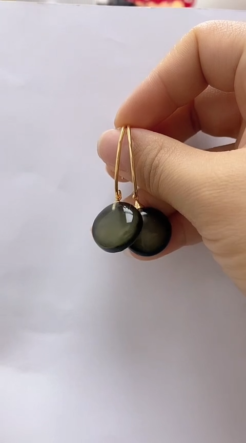 【闪购商品】琥珀裸石银S925镶嵌琥珀耳坠
