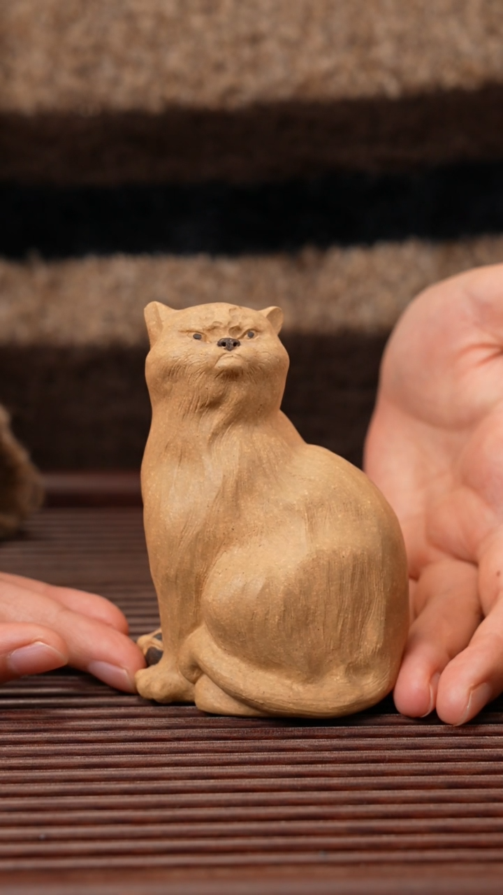 【闪购商品】紫砂茶宠抓鱼小猫