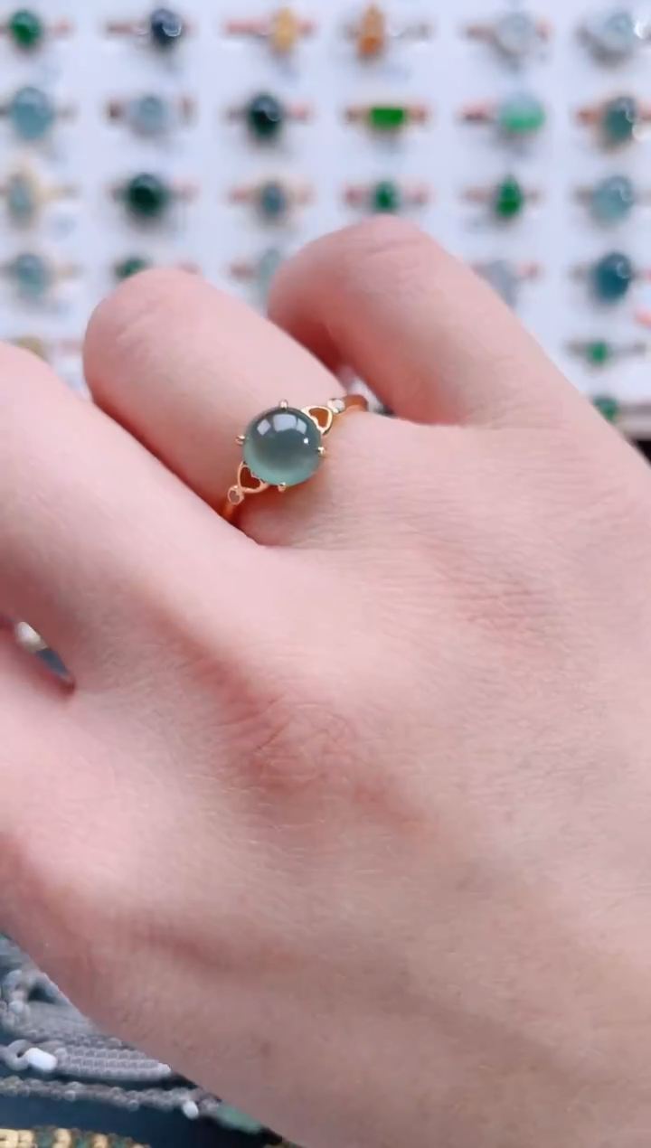 银S925镶嵌戒指翡翠天然翡翠