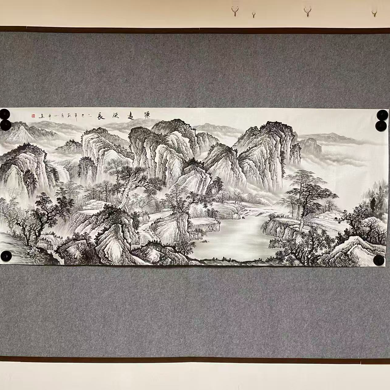 源远流长国画—周小平纯手绘水墨小八尺2.4/1米绘画画芯