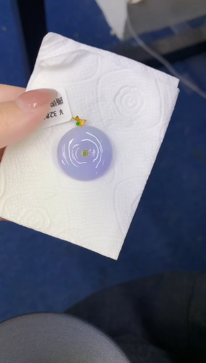 颈饰18K金镶嵌翡翠缅甸天然翡翠A货632