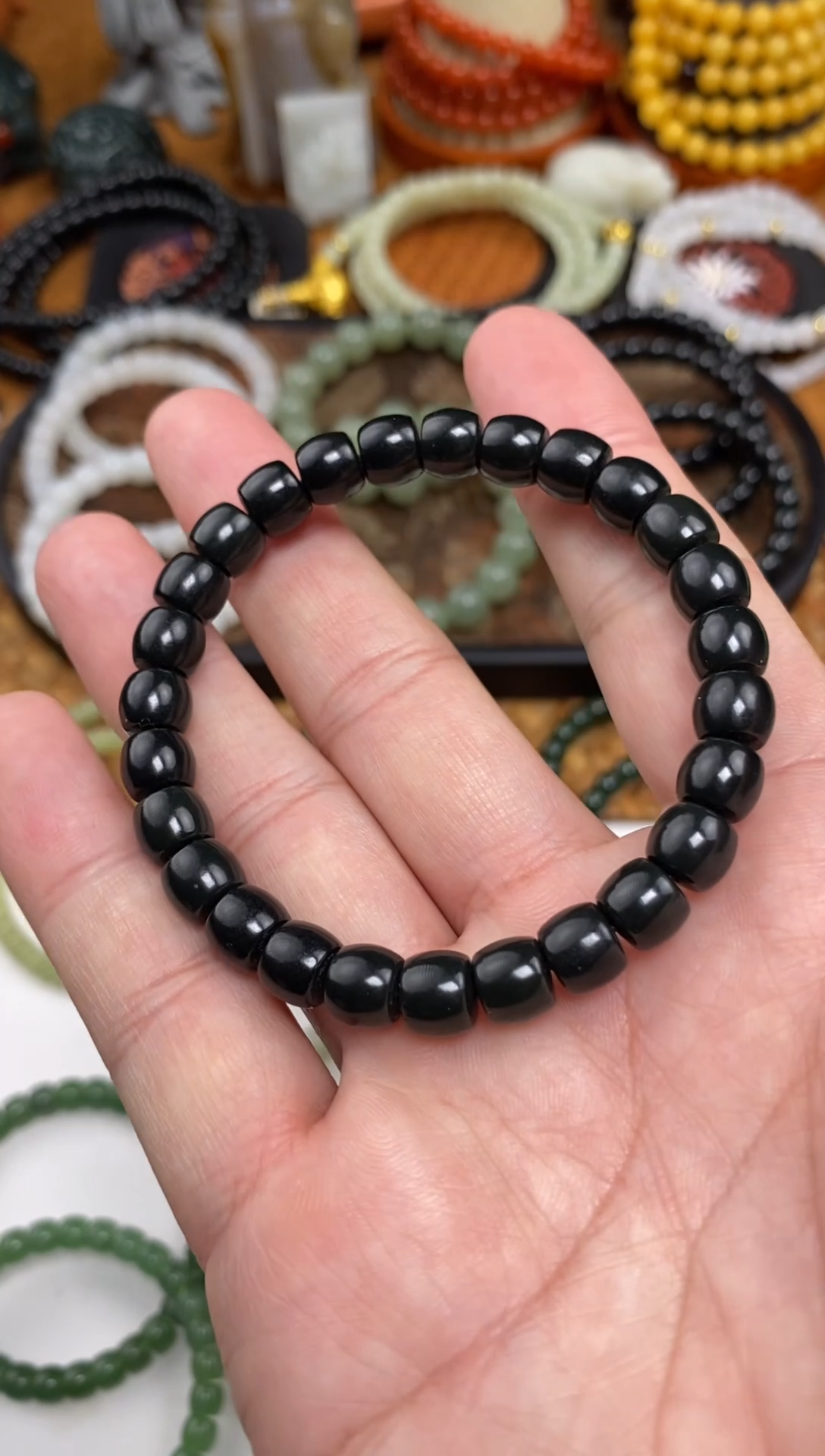 颈饰未镶嵌和田玉手串