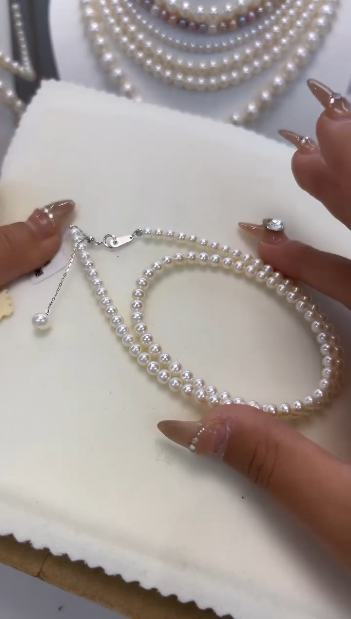 【闪购商品】淡水珍珠银S925镶嵌颈饰5-6MM