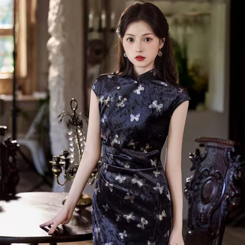 【墨蝶】手工高端旗袍夏女2025新款日常复古改良国风连衣裙气质长款