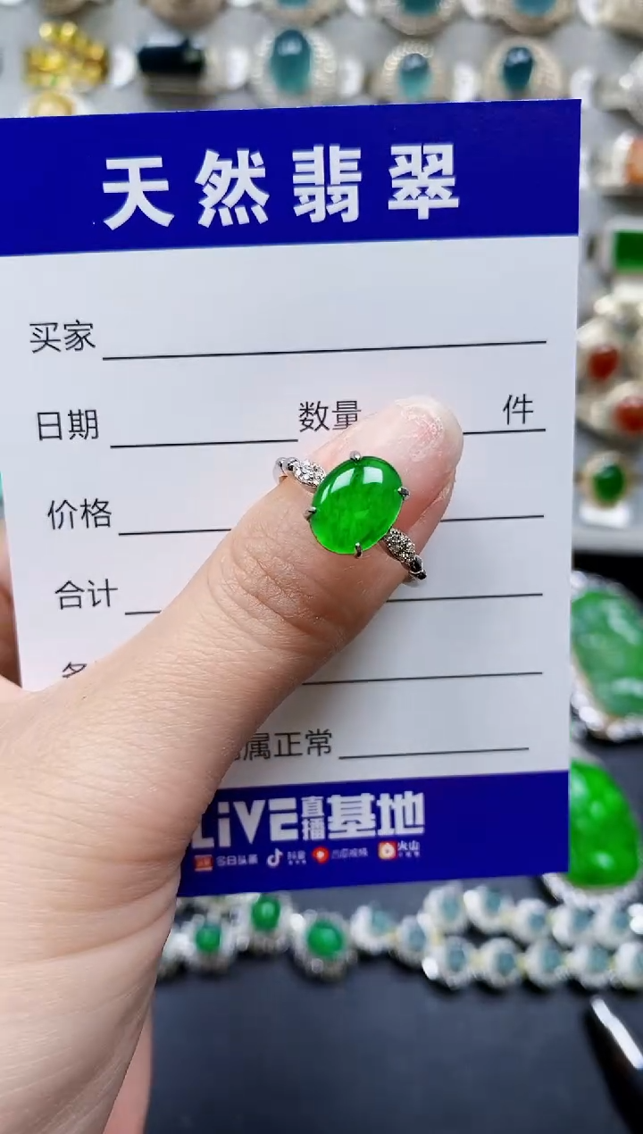 【闪购商品】翡翠银S925镶嵌戒指0287