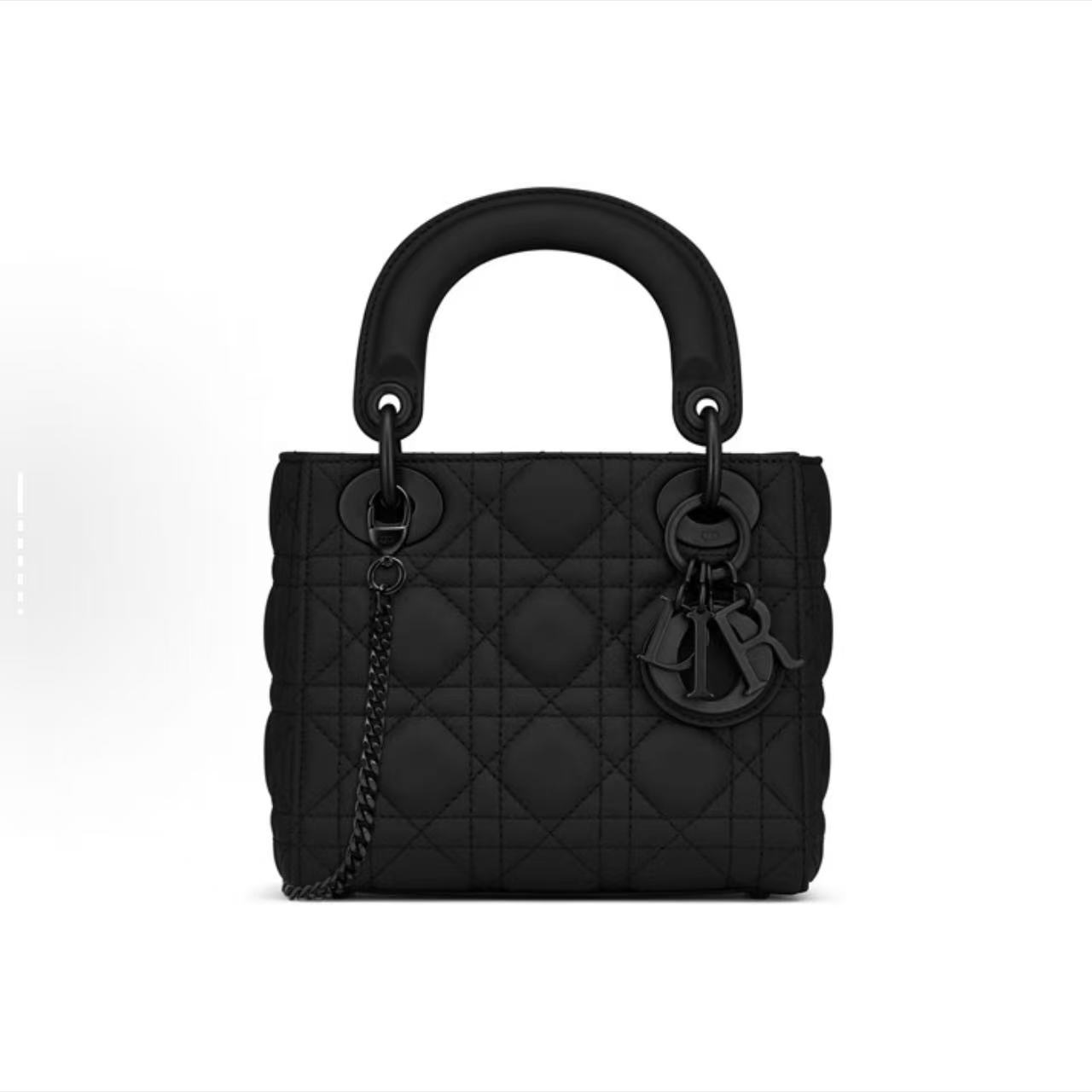未使用 DIOR/迪奥 Lady Dior 三格戴妃全黑磨砂 手拎斜跨包 