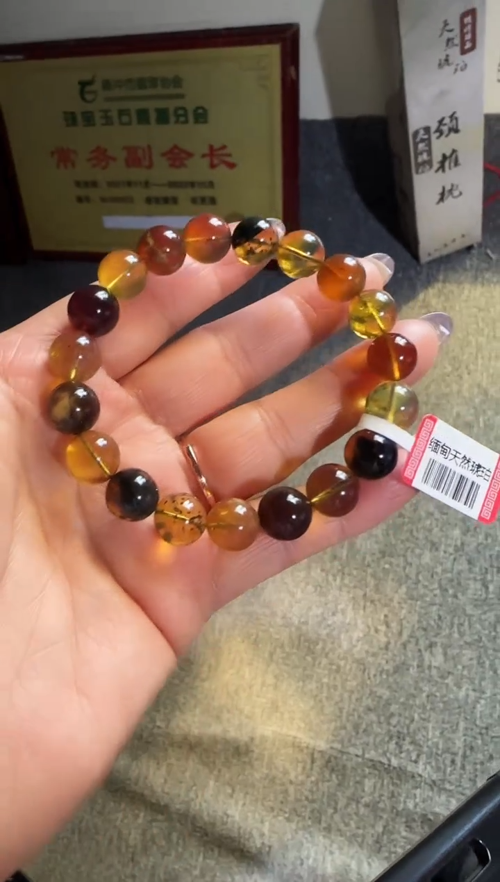 手串琥珀未镶嵌#26缅甸琥珀多宝手串10mm