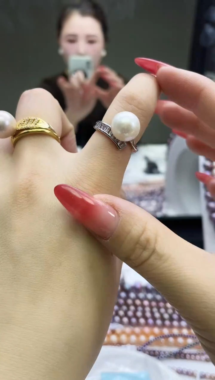 未镶嵌戒指淡水珍珠白色系戒指