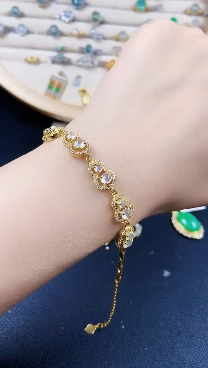 银S925镶嵌翡翠手链46464