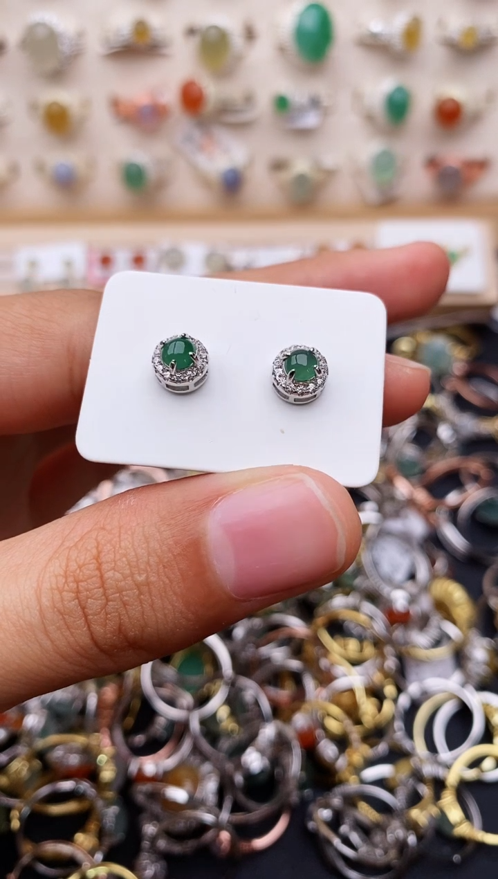 【闪购商品】翡翠戒指银S925镶嵌缅甸翡翠