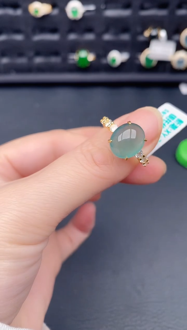 银S925镶嵌戒指翡翠天然a货翡翠145