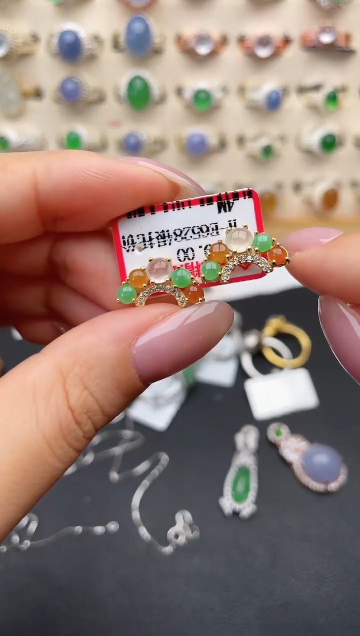 翡翠戒指银S925镶嵌一物一证一礼盒