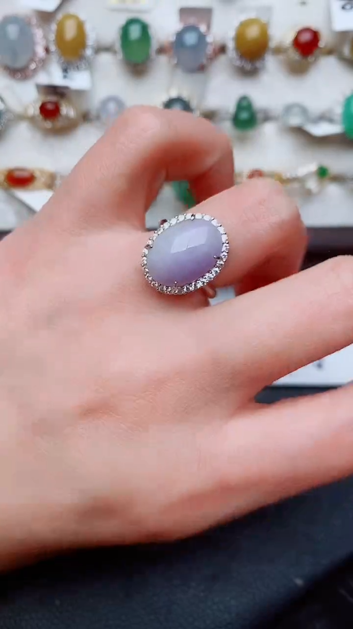 银S925镶嵌戒指翡翠...