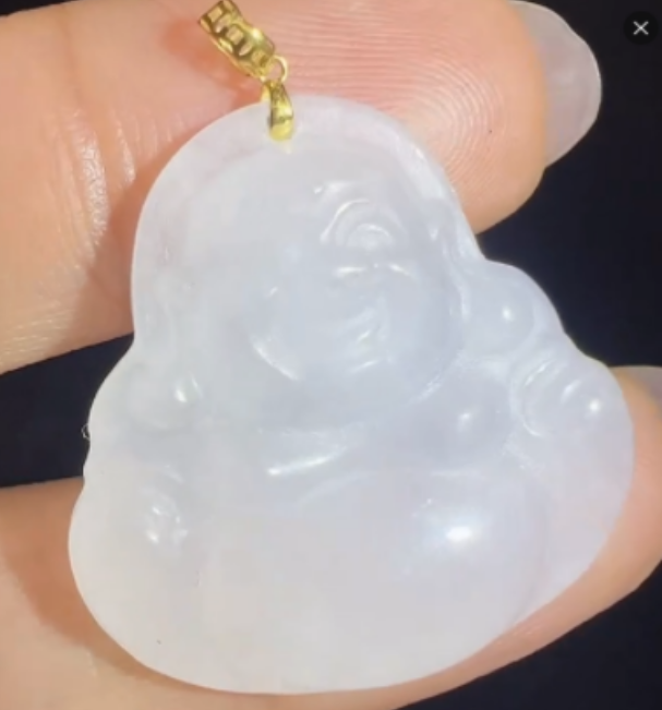 HJ4065【任会长珠宝】18K金扣头和田玉佛公吊坠-配链-大号