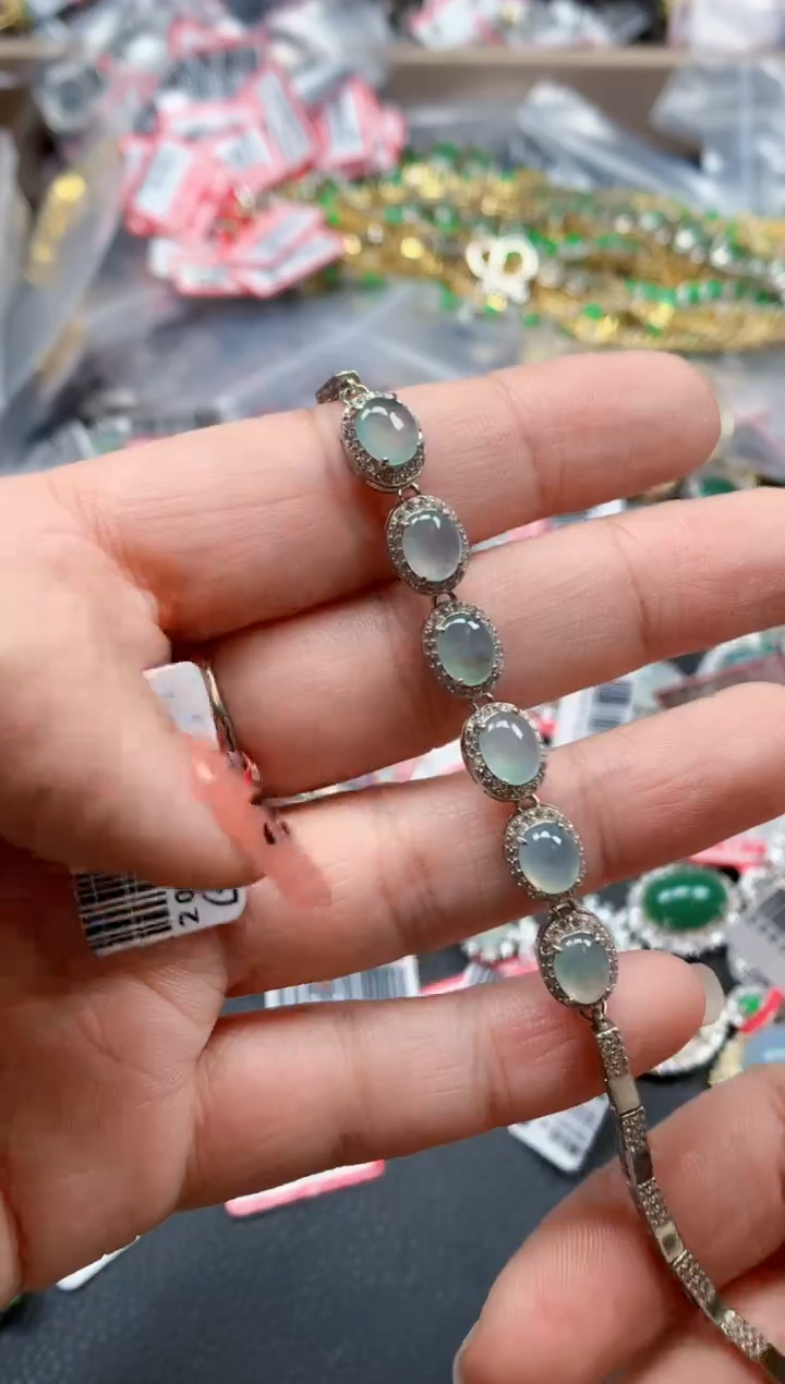 银S925镶嵌戒指翡翠天然A货缅甸翡翠