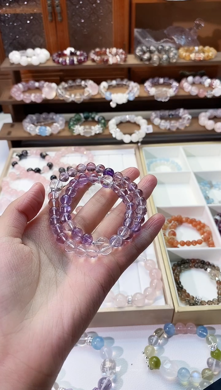 【闪购商品】水晶手串未镶嵌紫水双圈