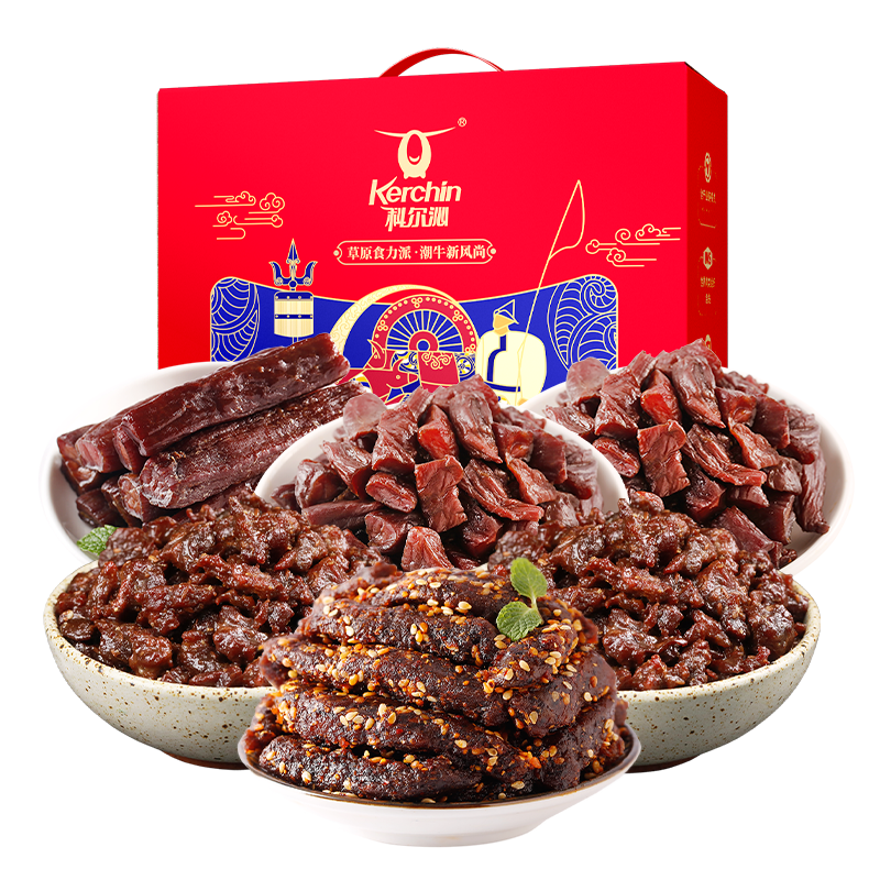 科尔沁-风干牛肉内蒙特产礼盒755g团购礼盒优选内蒙零食礼包