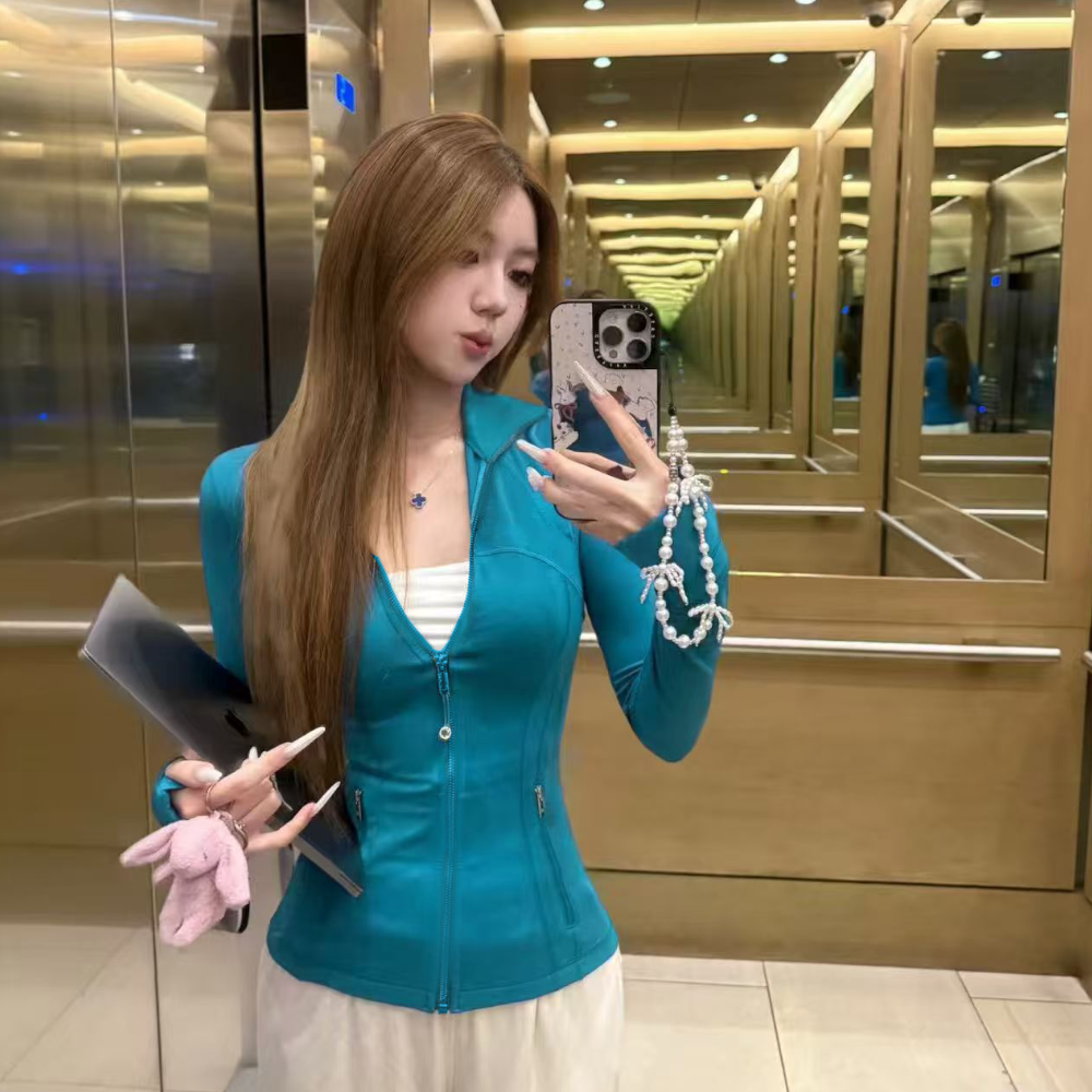 【QICIFIER】纸片密码 长款显瘦全拉链带帽长袖瑜伽夹克 2240