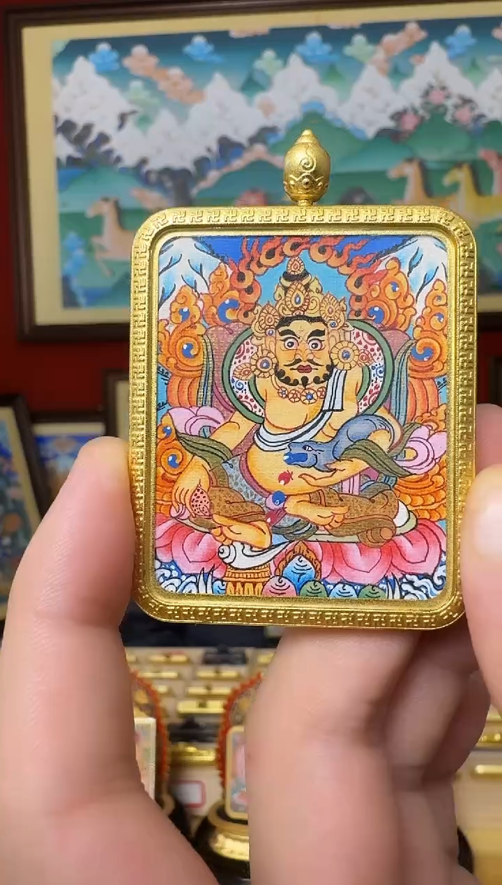 吊坠黄财神-热贡纯手绘周毛