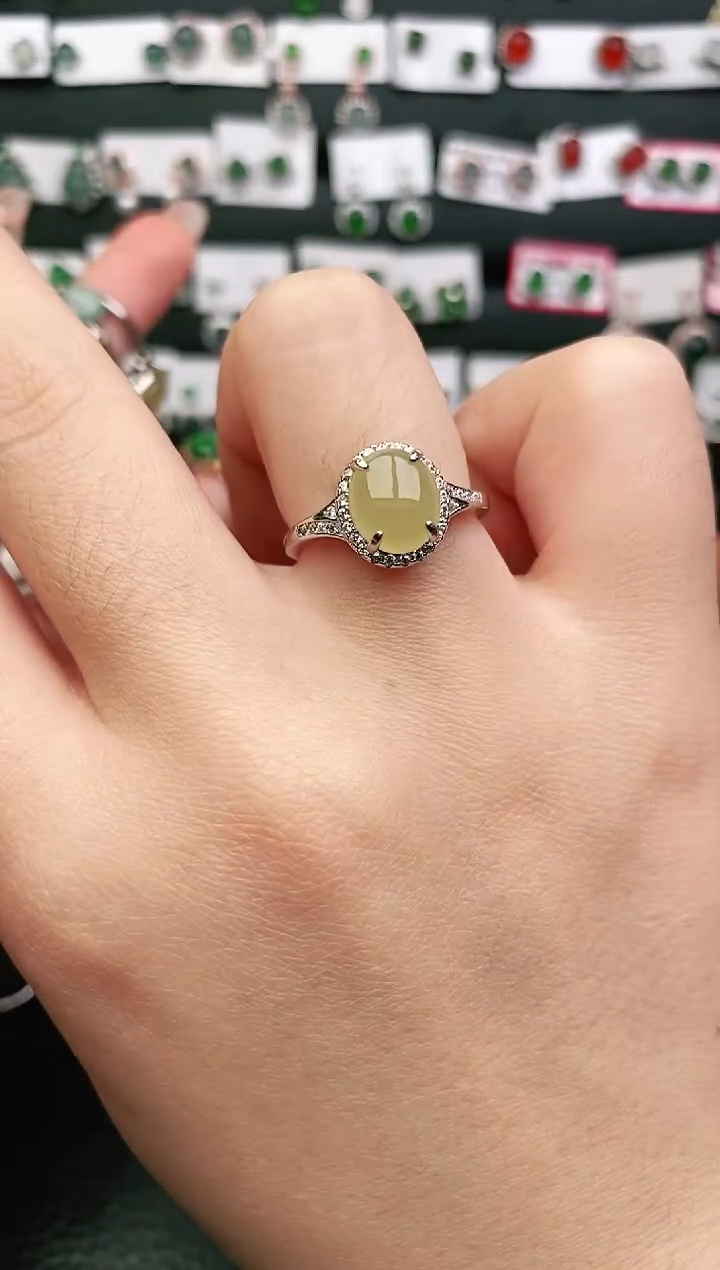 【闪购商品】翡翠戒指银S925镶嵌戒指