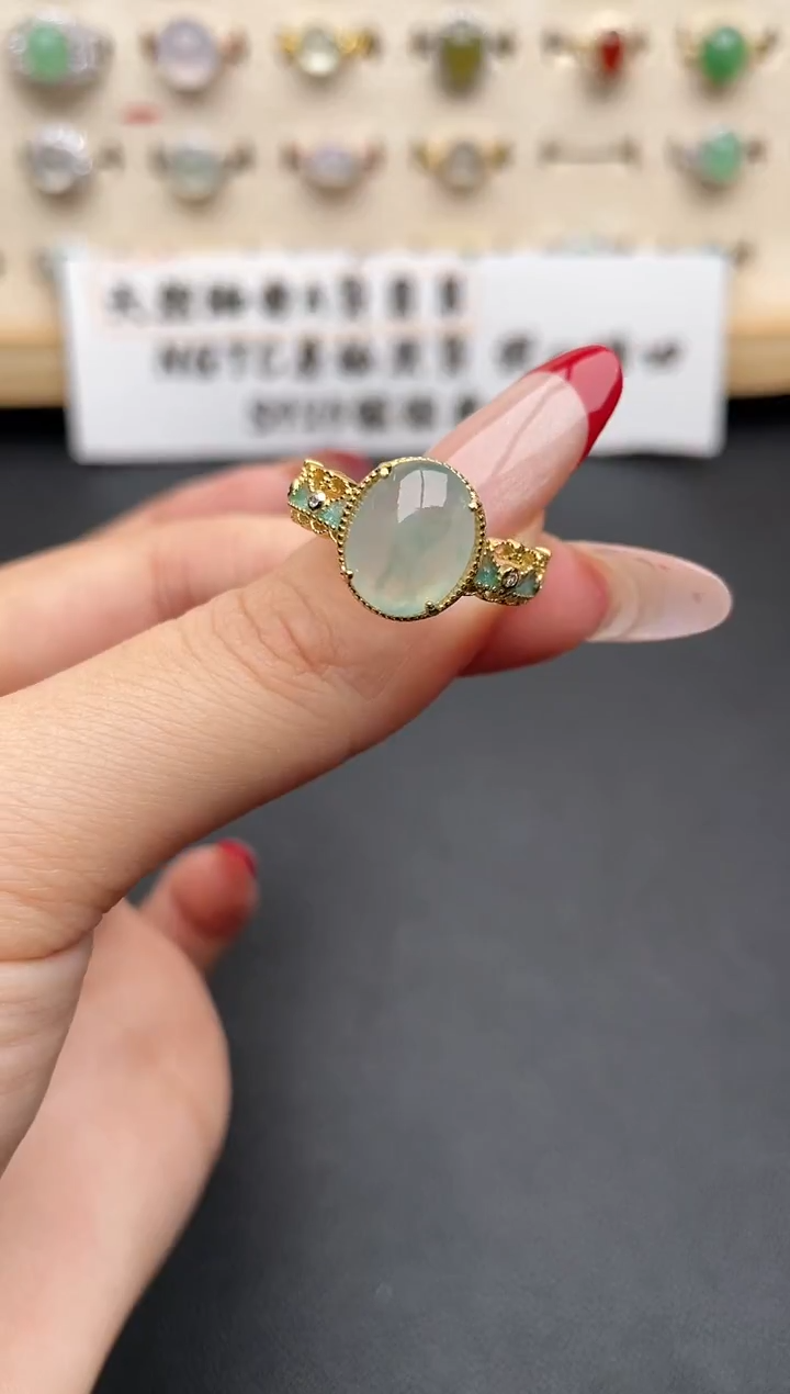 【闪购商品】翡翠戒指银S925镶嵌一物一证一礼盒