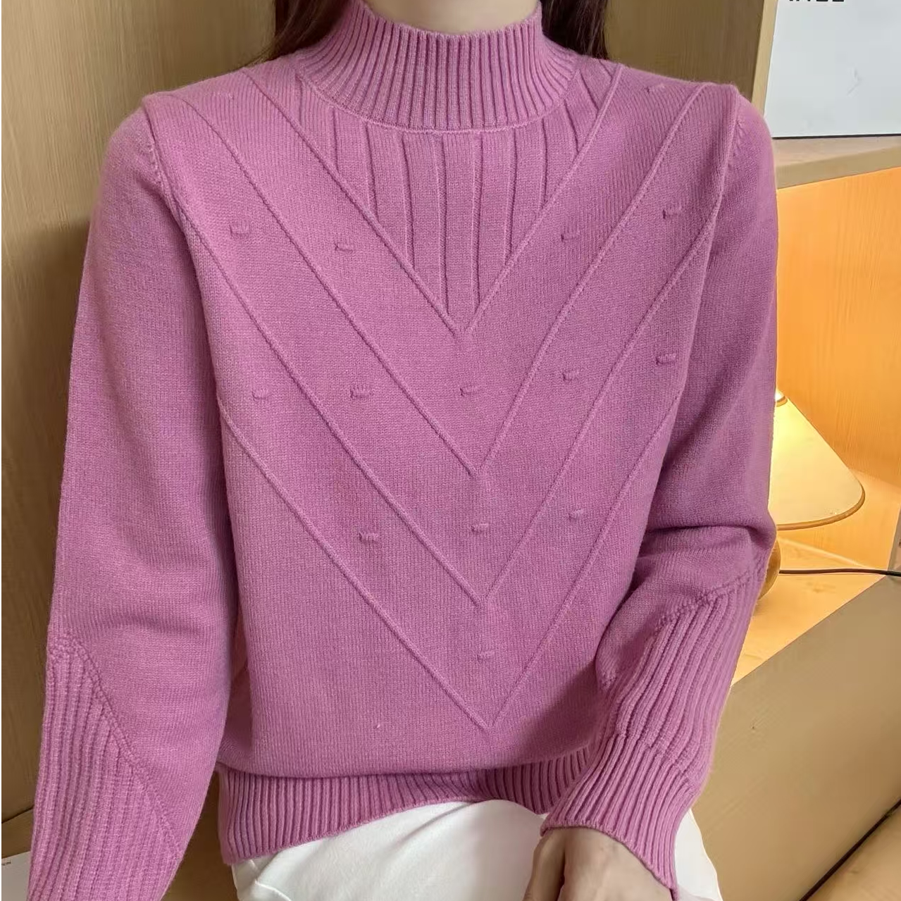 050#新款百搭半高领套头长袖针织衫504