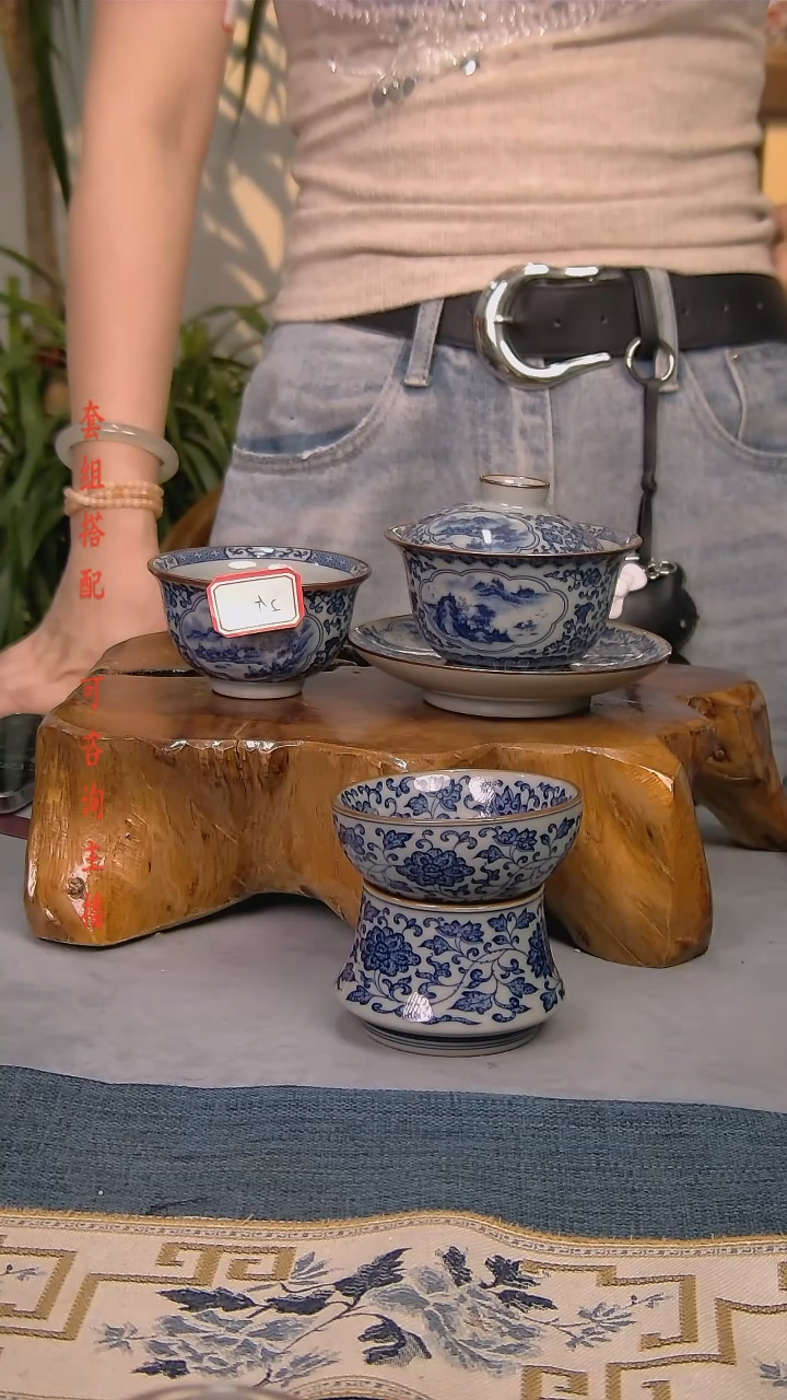 健**福简装家用款4件套 老陶泥开片纹陶瓷茶具