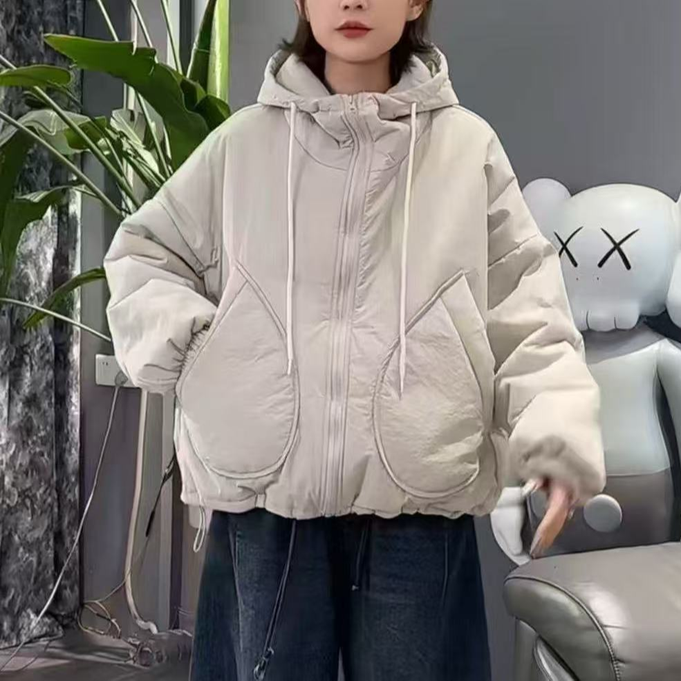 18659新款秋冬加厚休闲减龄连帽棉服