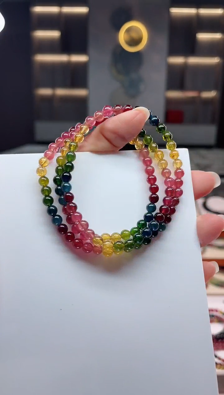 未镶嵌老矿碧玺三圈手串5mm+碧玺（多样性发一条）Q