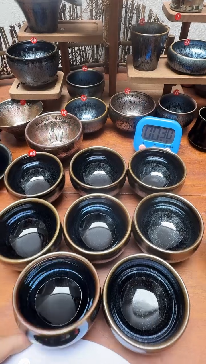 茶盏三****)40号8个建盏工匠茶器