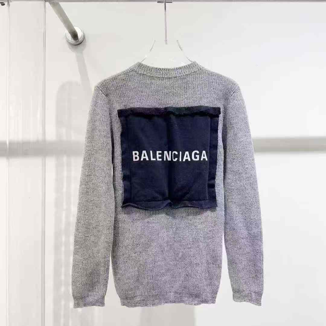 未使用 Balenciaga/巴黎世家 背后贴布宽松oversize毛衣s码