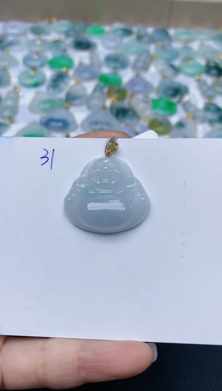 【闪购商品】翡翠颈饰18K金镶嵌天然翡翠A货    31