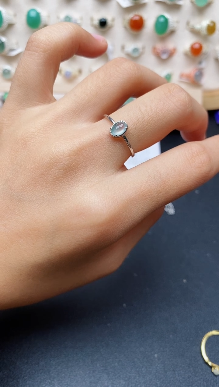 【闪购商品】翡翠戒指银S925镶嵌缅甸翡翠