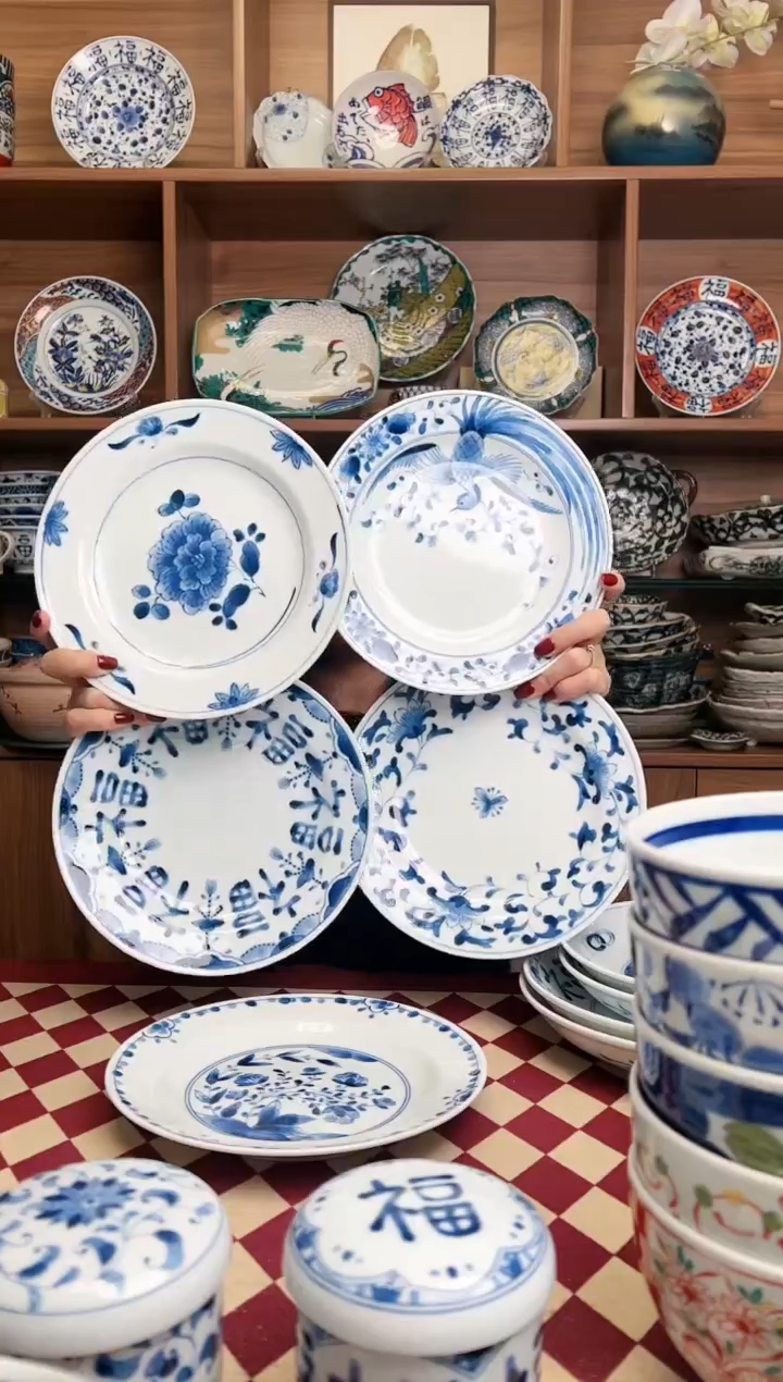 【闪购商品】瓷片蓝凛堂20.3cm浅盘 5只装混搭