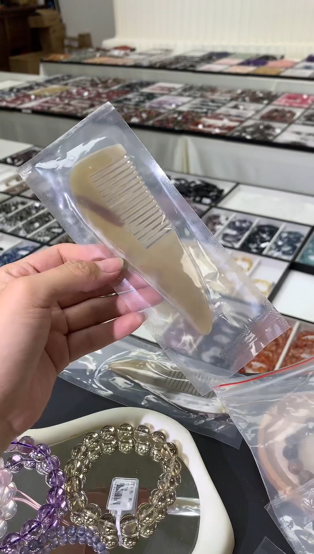 【闪购商品】水晶梳子未镶嵌牛角梳