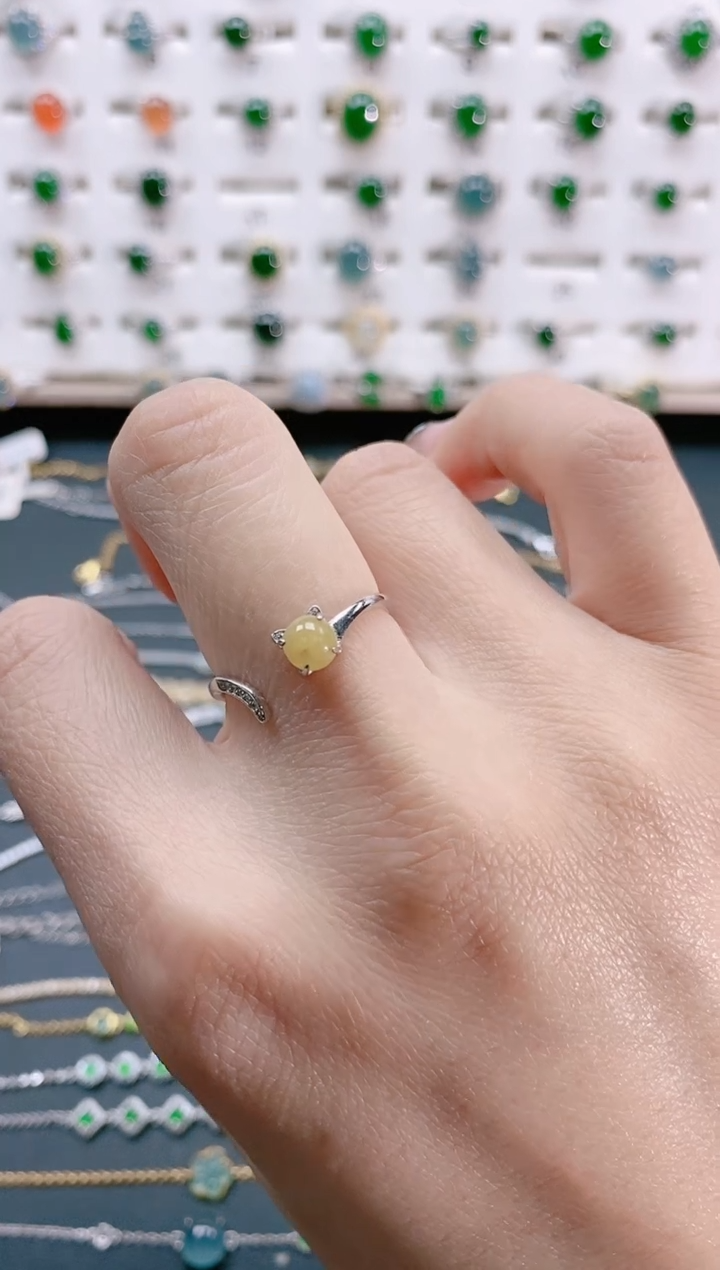 【闪购商品】翡翠戒指银S925镶嵌天然翡翠