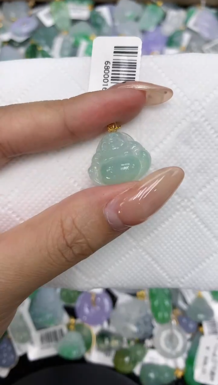 颈饰18K金镶嵌翡翠a货支持复检百元以上9元证书费自理