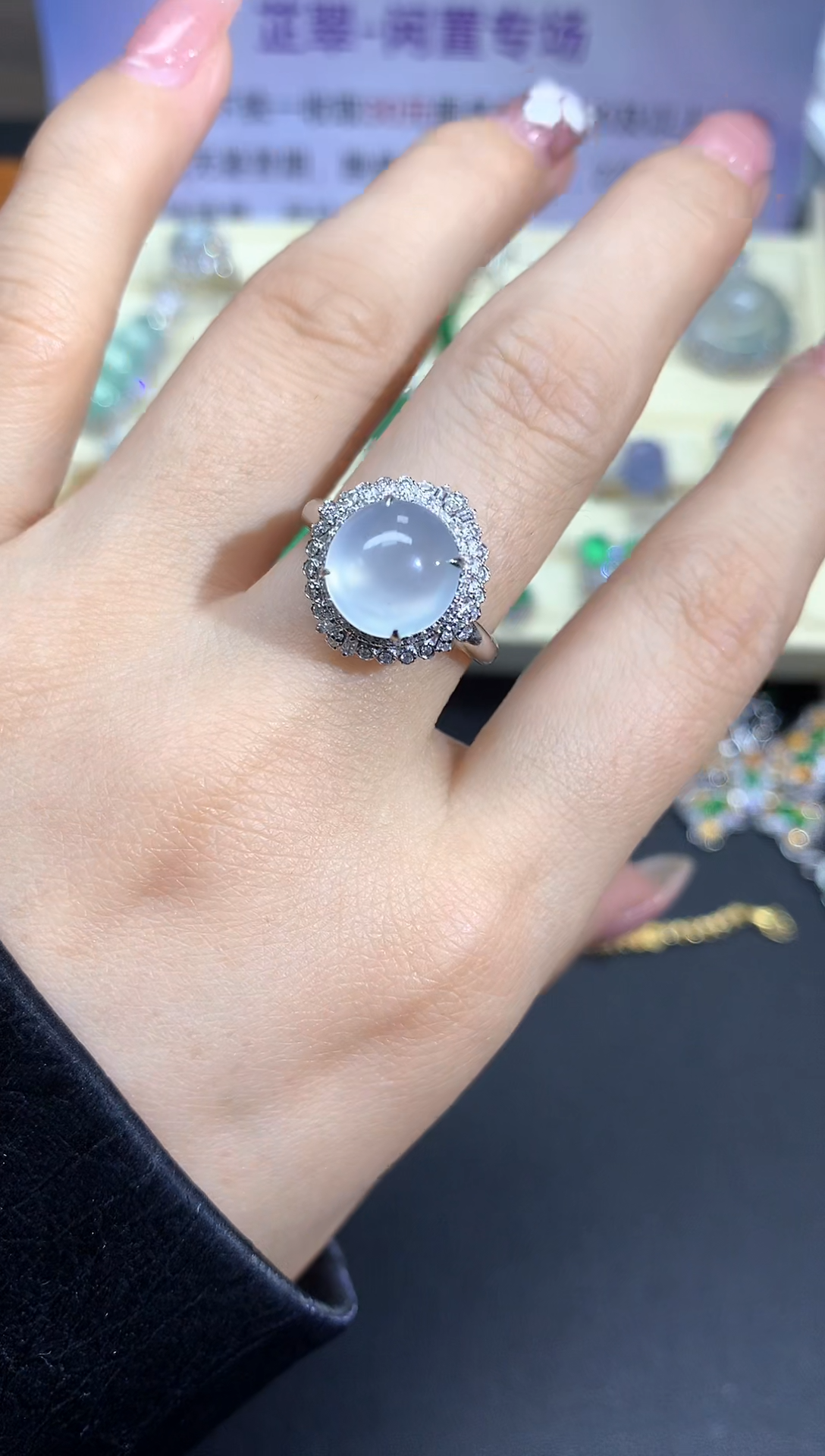 【闪购商品】翡翠戒指18K金镶嵌戒指|5900+590两用款