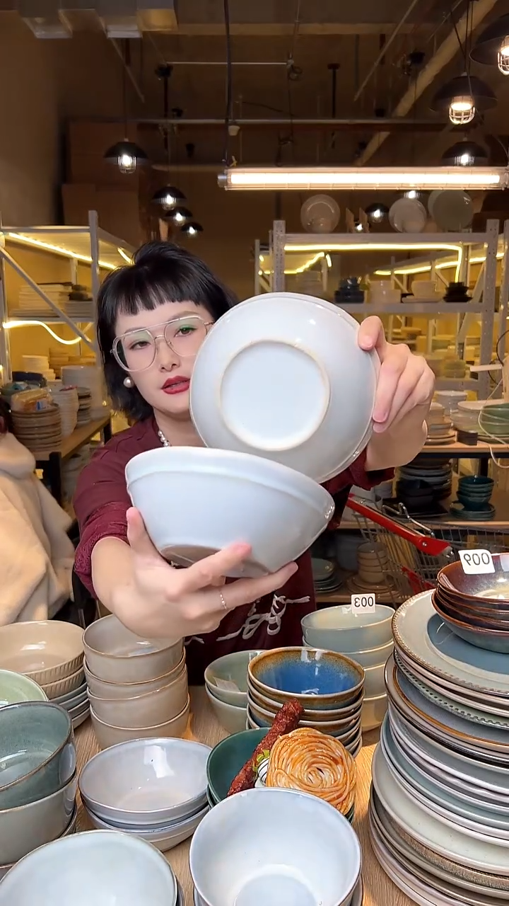 瓷58外贸尾货高温釉下彩陶瓷餐具默认微瑕